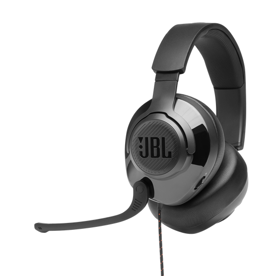 JBL Quantum 200 - Black - Wired over-ear gaming headset with flip-up mic - Hero